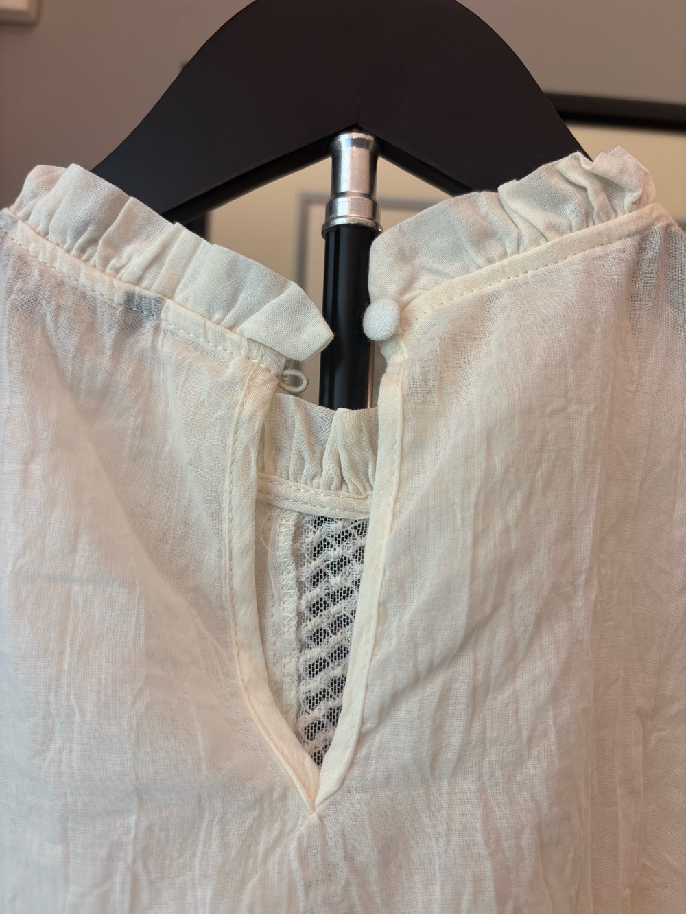 Zara Women's White Lace-Trim Puff Sleeve Blouse - Picture 3 of 4